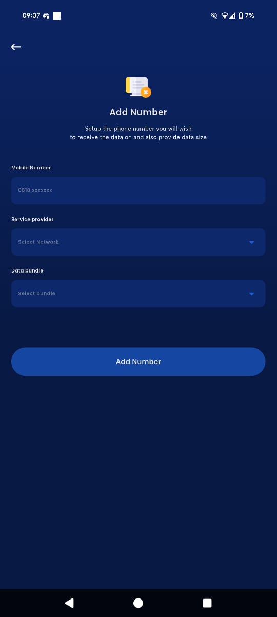 Screenshot of the offline data page with the 'Add new number' button highlighted.