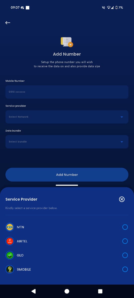 Screenshot of the form to configure the offline data bundle.