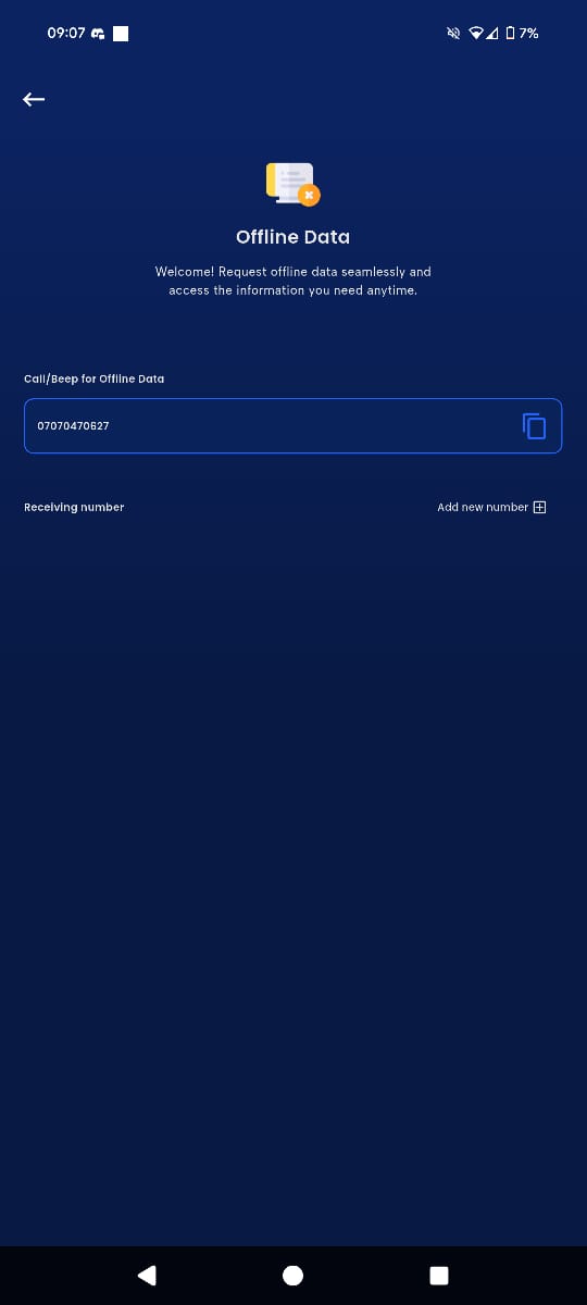 A screenshot of the home screen with the 'Offline Data' icon highlighted.